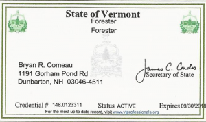 bryan comeau licensed forester in vermont